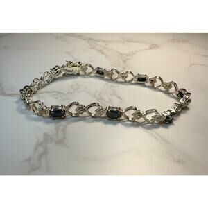 .925 STERLING SILVER SAPPHIRE BRACELET approximately 7 & 3/4 inches long